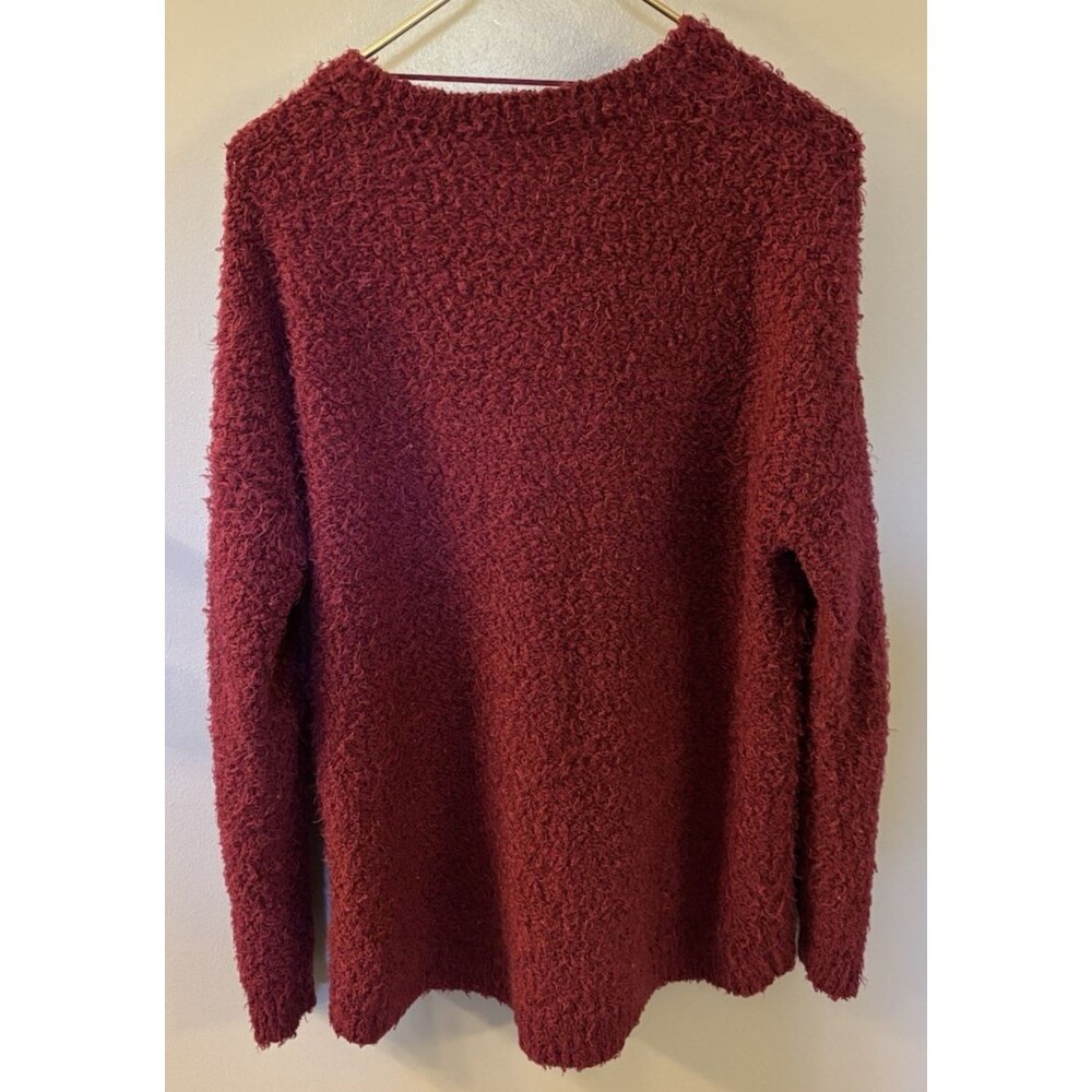 Faded Glory Fuzzy Textured Knit Sweater Burgundy Size Large - Picture 6 of 6